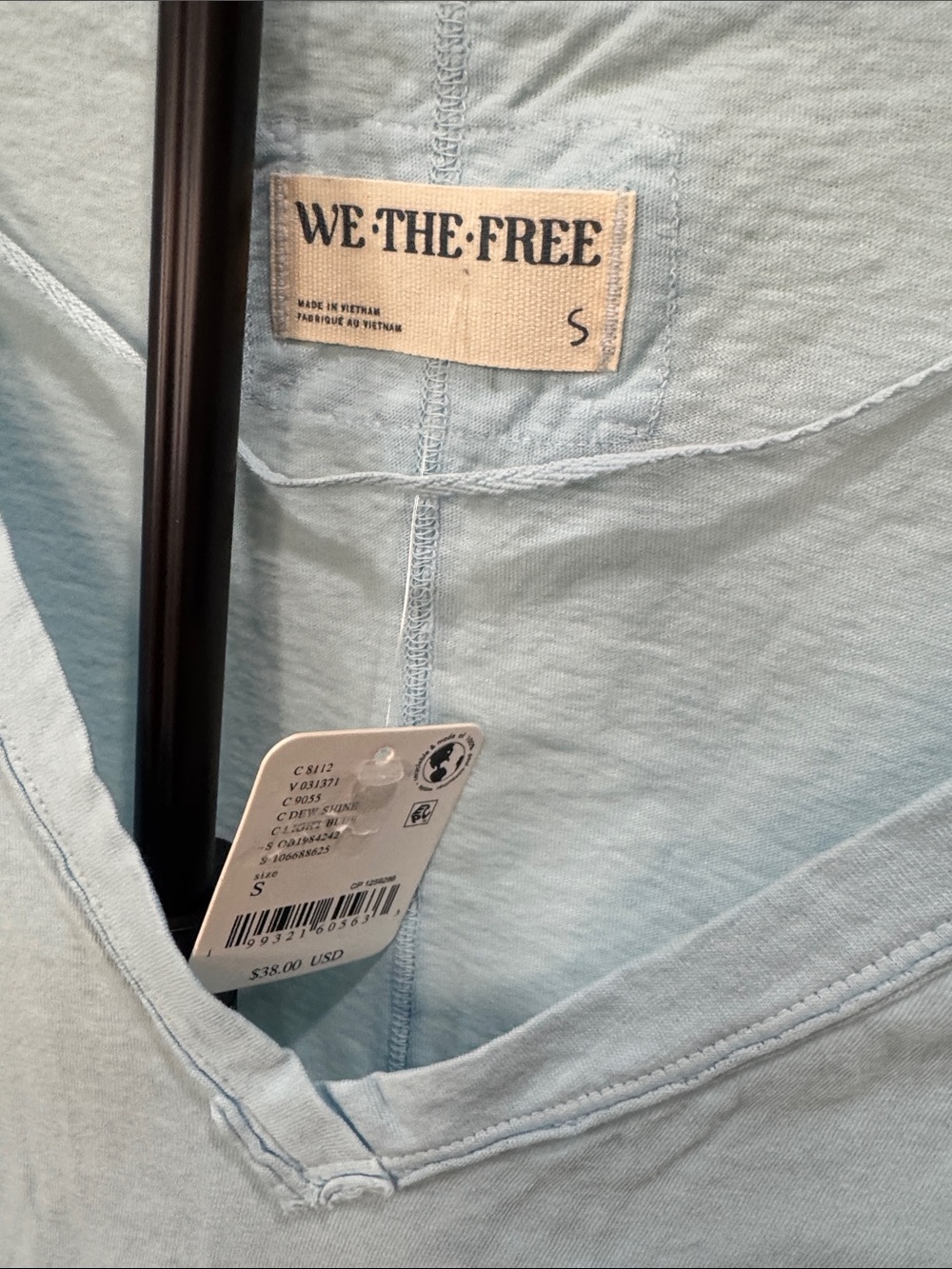 NWT! #798 WE THE FREE Pale Blue V-Neck Short Sleeve Oversized Tee - Picture 2 of 8